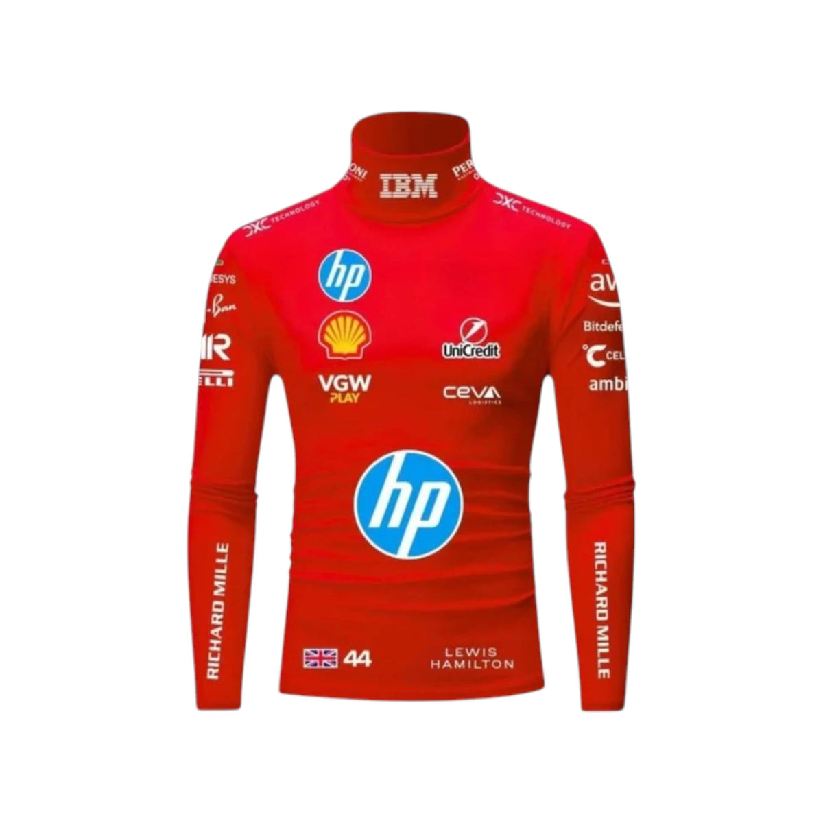 Lewis Hamilton 2025 Ferrari F1 Undershirt (Red) - HH Racewears image 1