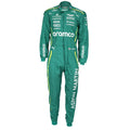 Lance Stroll 2025 Aston Martin Formula 1 green racing suit front and back view